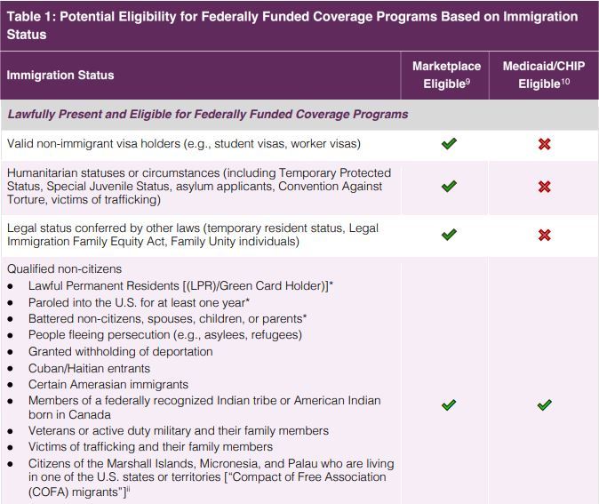 Figure 1: Health Care Coverage Eligibility Based on Immigration Status